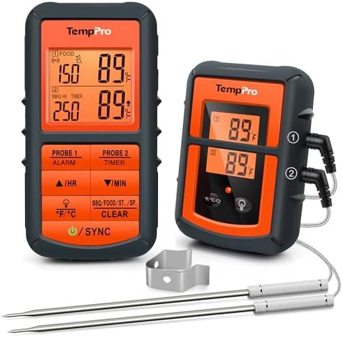 Wireless dual probe thermometer with grill alarm