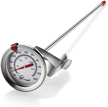 Analog deep fry thermometer with twelve inch stem