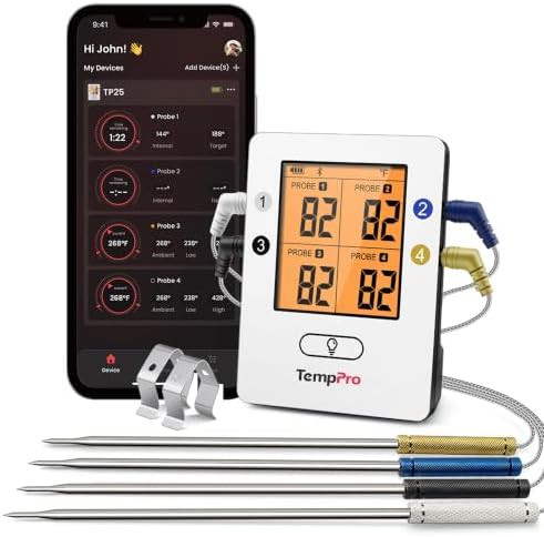 Rechargeable Bluetooth thermometer with four probes