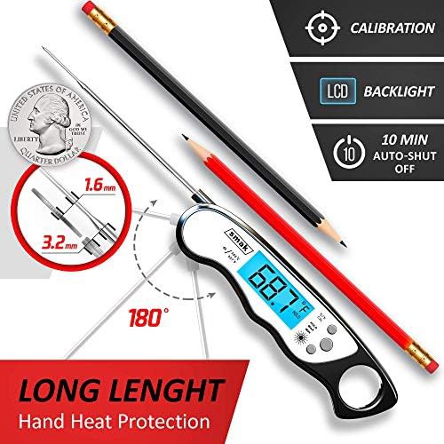 Black waterproof instant read food thermometer — photo 3