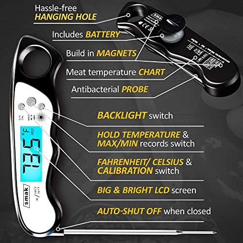 Black waterproof instant read food thermometer — photo 4