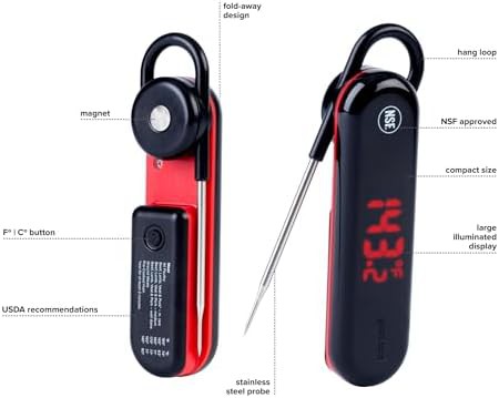 Black magnetic digital thermometer with touch display — photo 3