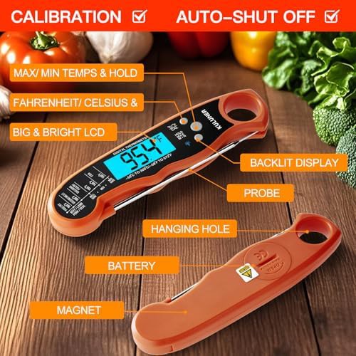 Foldable stainless steel meat thermometer — photo 4