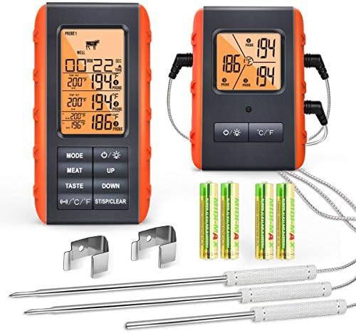 Long range wireless thermometer with three probes