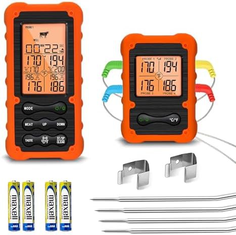 Oven safe wireless four probe thermometer