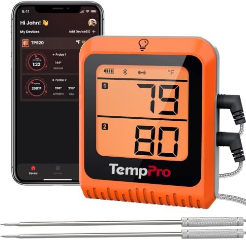 Bluetooth dual probe thermometer with 650 foot range