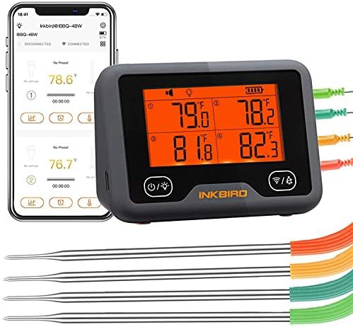 Rechargeable WiFi and Bluetooth four probe thermometer