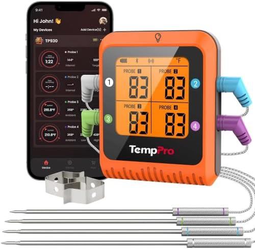 Bluetooth meat thermometer with four color coded probes