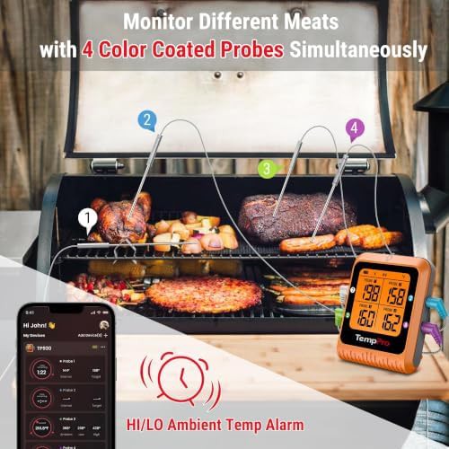 Bluetooth meat thermometer with four color coded probes — photo 3