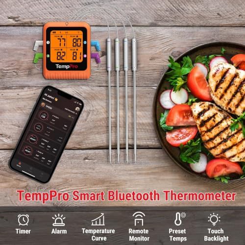 Bluetooth meat thermometer with four color coded probes — photo 4