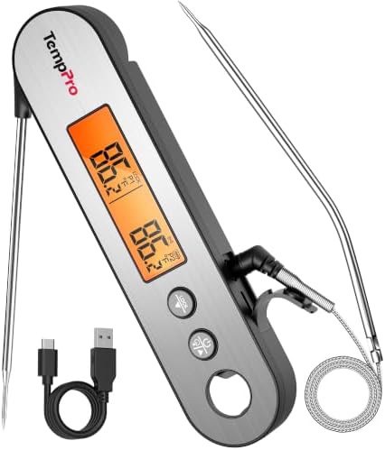 Rechargeable leave in dual probe thermometer