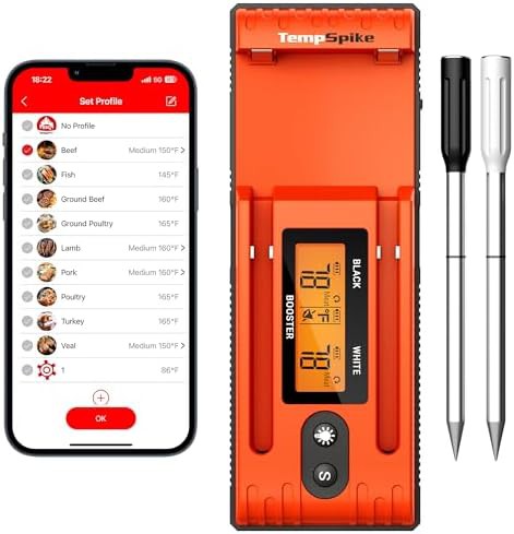 Wireless dual probe thermometer with LCD booster