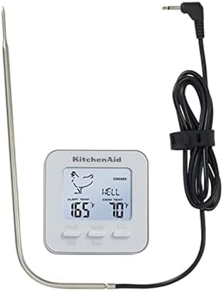 White wired probe programmable meat thermometer
