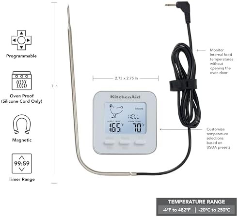 White wired probe programmable meat thermometer — photo 4