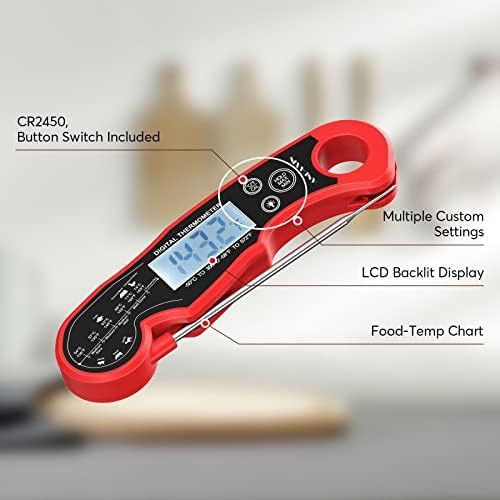 Red and black waterproof fast read thermometer — photo 3