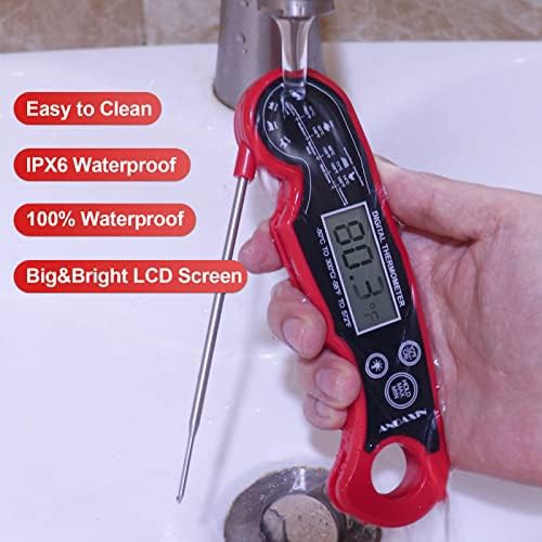 Red and black waterproof fast read thermometer — photo 4