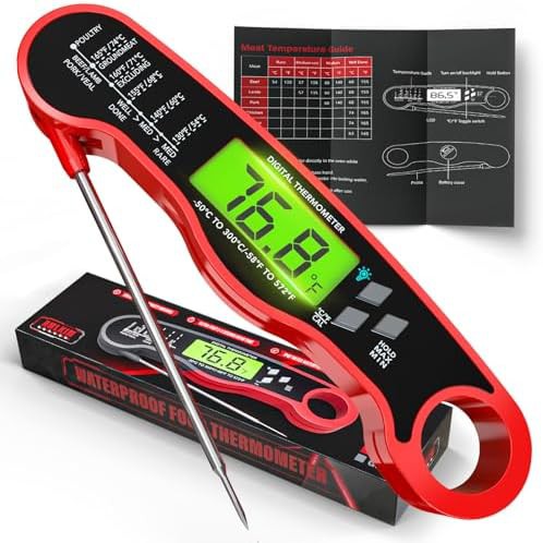 Red digital instant read food thermometer