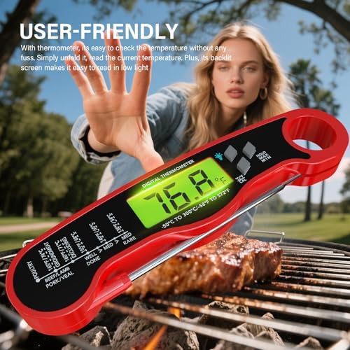 Red digital instant read food thermometer — photo 5