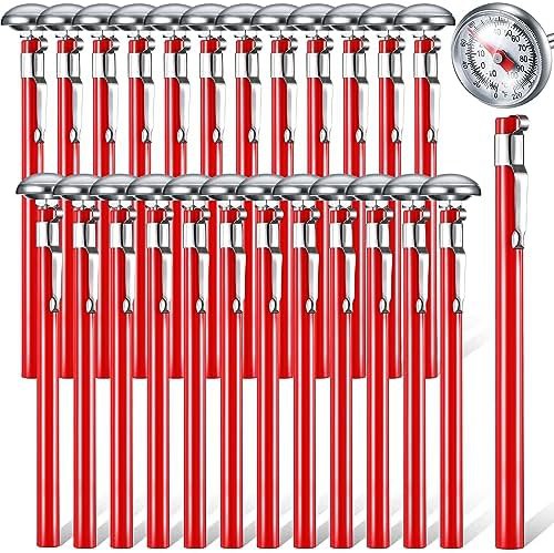 Twenty four pack red analog thermometers