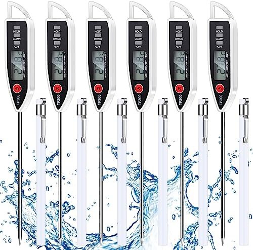 Six pack white long probe digital thermometers