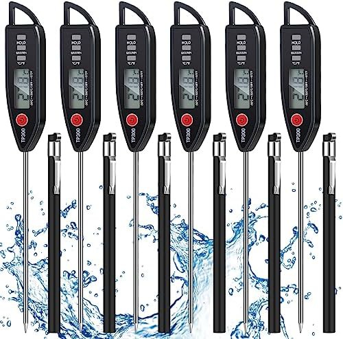 Six pack black long probe digital thermometers