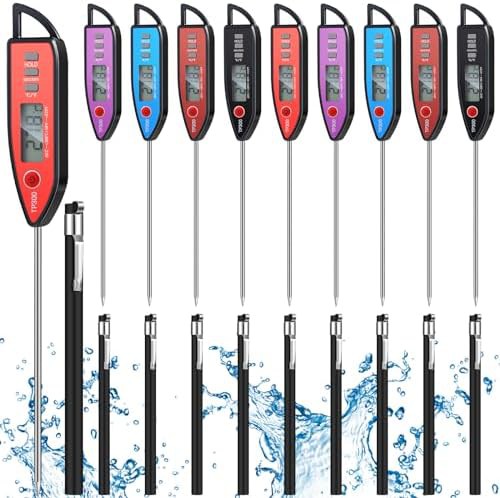 Ten pack black long probe thermometers