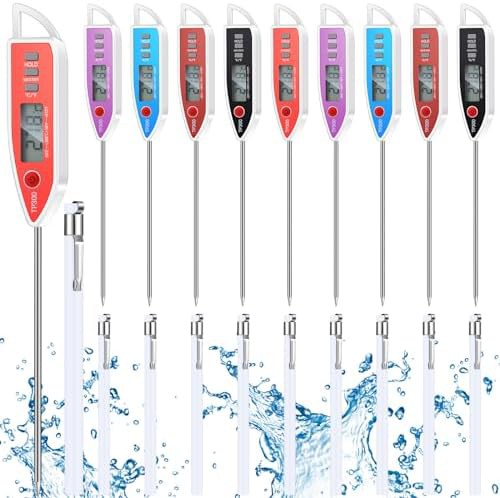Ten pack white long probe digital thermometers