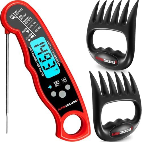 Instant read thermometer with meat shredder claws