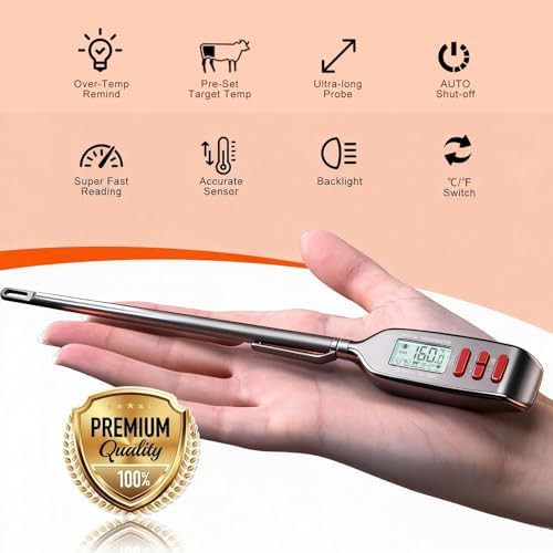 Backlit digital meat thermometer with long probe — photo 3