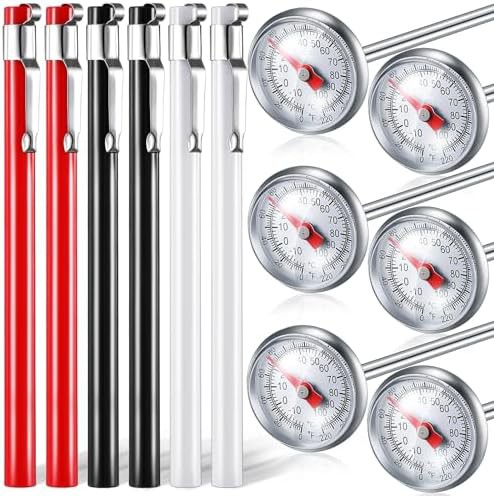 Six pack black stainless steel dial thermometers