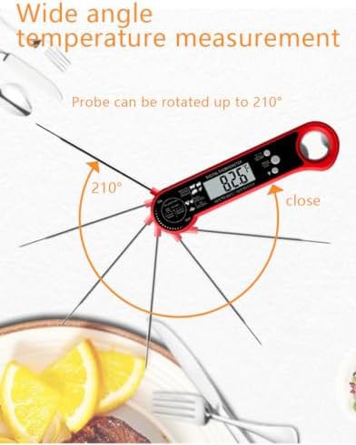 Red foldable instant read food thermometer — photo 3