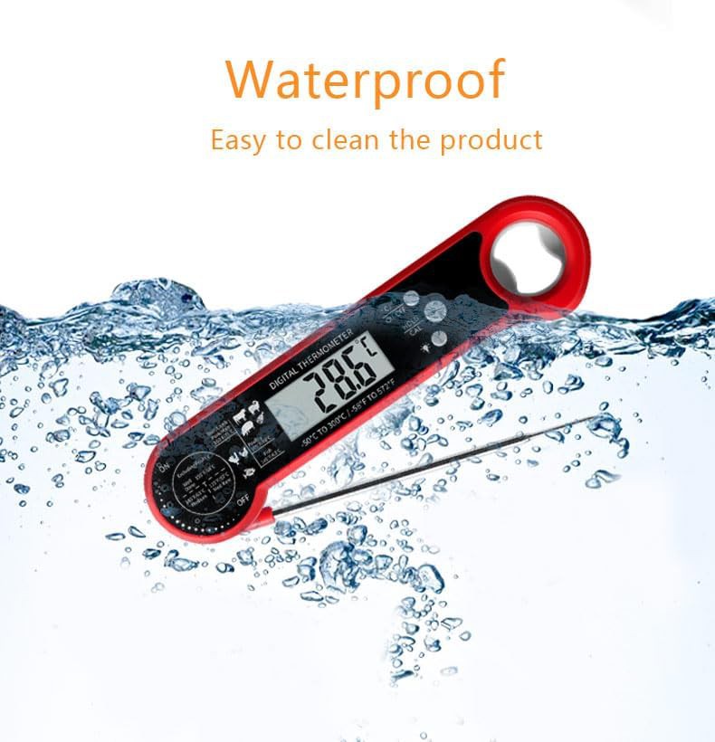 Red foldable instant read food thermometer — photo 4