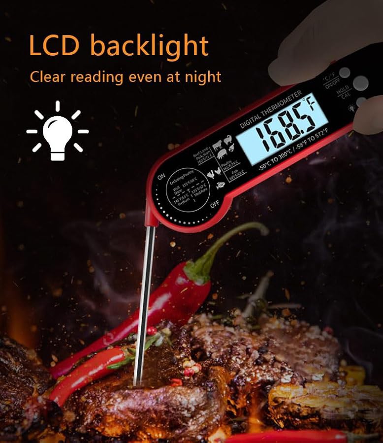 Red foldable instant read food thermometer — photo 5