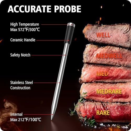Rechargeable dual probe wireless black thermometer — photo 3