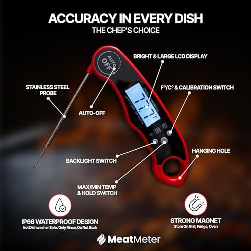 Red waterproof magnetic instant read thermometer — photo 4