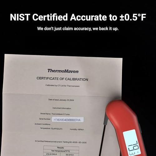 Red and gray professional instant read thermometer — photo 3
