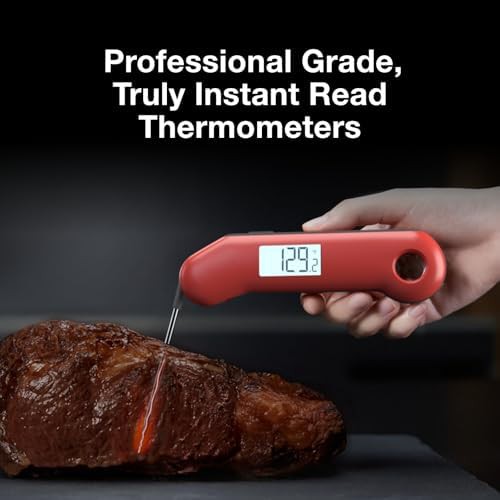 Red and gray professional instant read thermometer — photo 4