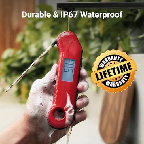 Red and gray professional instant read thermometer — photo 5