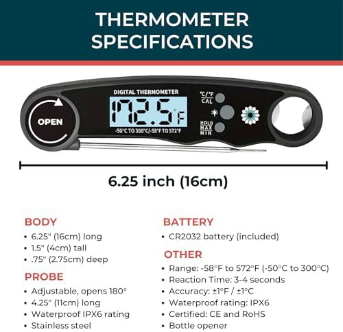 Digital thermometer with air fryer chart — photo 4