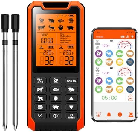 Dual probe bluetooth meat thermometer