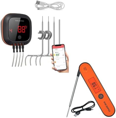 Rechargeable bluetooth thermometer with four probes