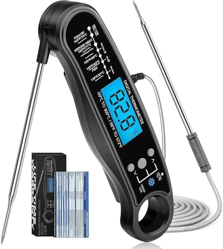 Black dual probe instant read thermometer