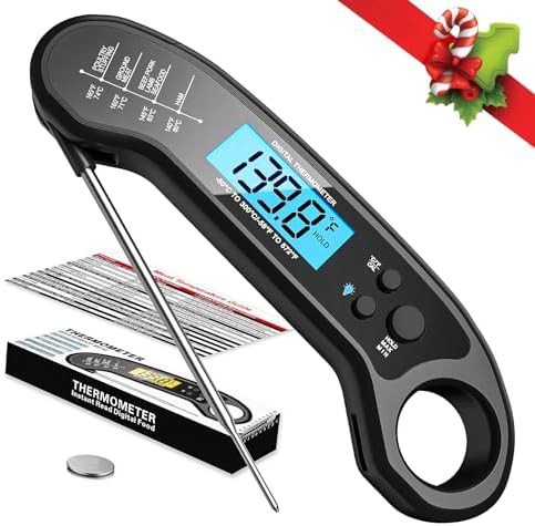 Backlit digital meat thermometer for grilling