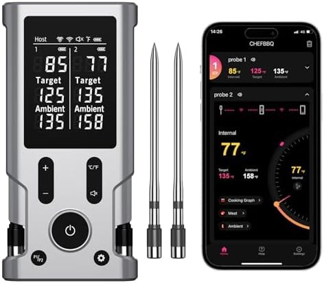 Bluetooth dual probe host control thermometer