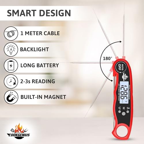 Red dual probe instant read food thermometer — photo 4