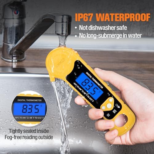 Yellow waterproof instant read with backlight — photo 3
