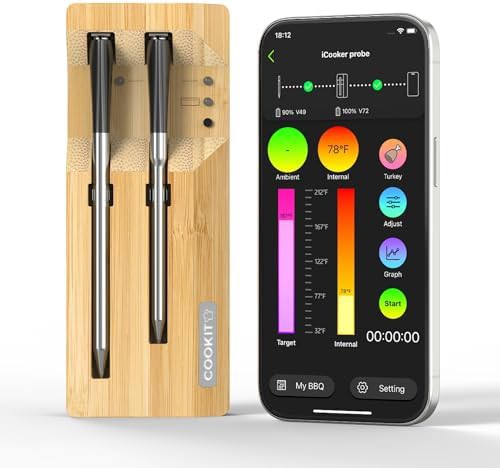 Dual probe rotisserie bluetooth meat thermometer
