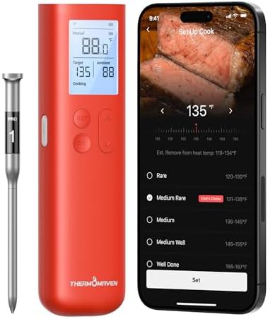 Wireless meat thermometer with standalone base