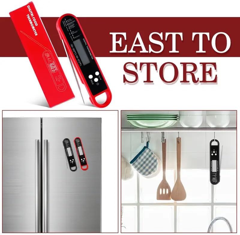 Red waterproof instant read digital probe — photo 4