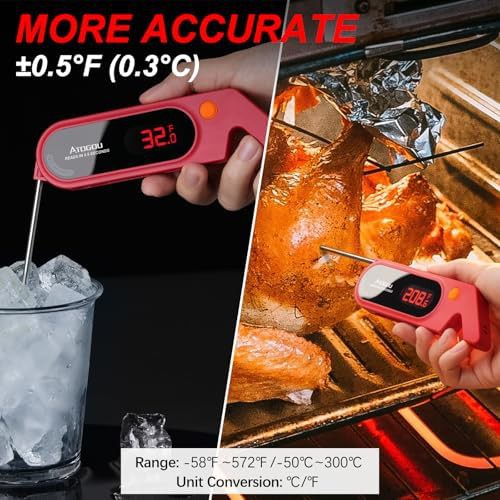 Red ultra fast thermocouple meat thermometer — photo 3